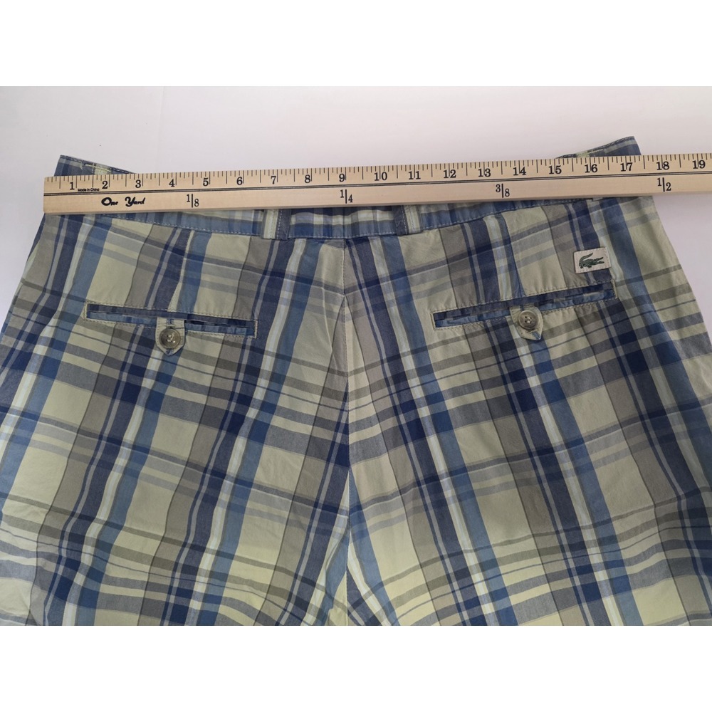 Lacoste Mens Size 38 Plaid Madras Chino Shorts - Picture 8 of 13